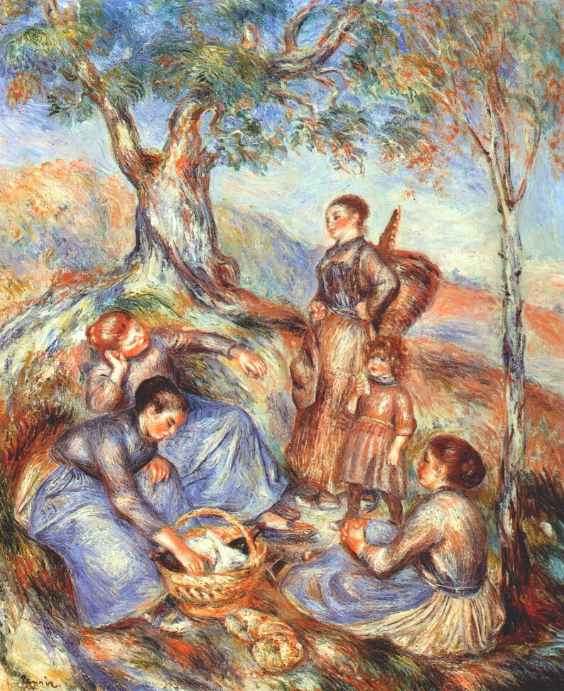 The grape pickers at lunch - Pierre-Auguste Renoir painting on canvas